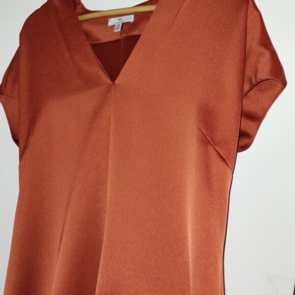 Halston autumn orange V-neckline dress size L - Picture 3 of 4